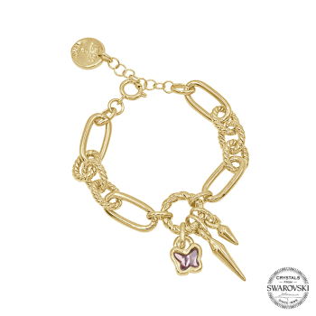 Pulsera "LET´S FLY" Oro / Rosa